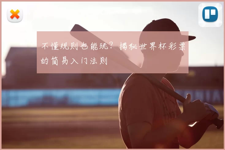 不懂规则也能玩?揭秘世界杯彩票的简易入门法则